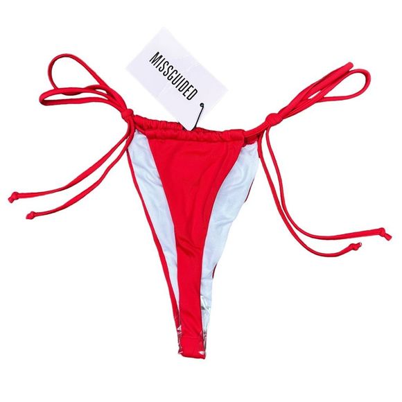 Missguided x ASOS Recycled Red Teeny Weeny Bikini Bottoms - Size 8 - Picture 2 of 3